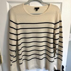 🔥TALBOTS CASHMERE  L/S SWEATER IVORY STRIPED LARGE- EXCELLENT CONDITION 🔥